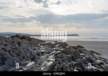 Sunset beach, Newport Sands, Pembrokeshire, Wales. Stock Photo