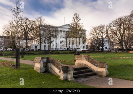 The Imperial Gardens and Queens Hotel in the background, Cheltenham, Gloucestershire, UK Stock Photo