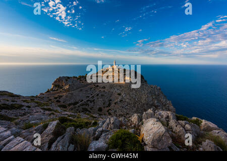 Lighthouse in Cap de Formentor Mallorca around sunset Stock Photo