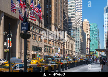 Taxis and Taxi Stand, 42nd Street at Grand Central Terminal, NYC Stock Photo