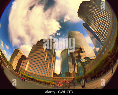 Brookfield Place Winter Garden and World Trade Center (fisheye view), NYC, USA Stock Photo