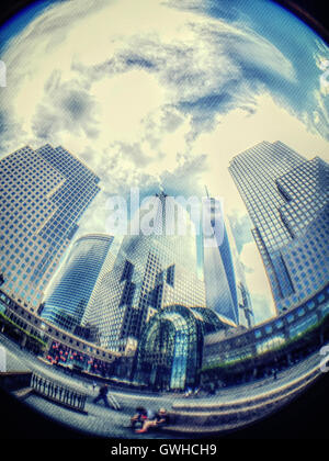 Brookfield Place Winter Garden and World Trade Center (fisheye view), NYC, USA Stock Photo