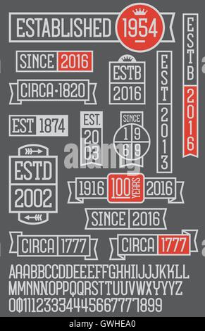 Set of fourteen vector date established business icons and emblems. Easy to edit logo or badge design elements. Stock Vector