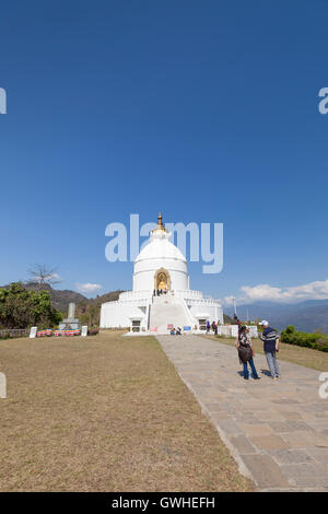 World peace pagoda, Pokhara, Nepal Stock Photo