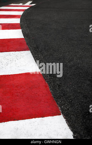 Motor race asphalt and curb on Monaco Montecarlo Grand Prix street circuit Stock Photo