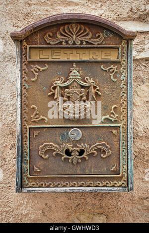 Beautiful old letter box in Valbonne, Grasse, France Stock Photo