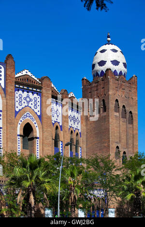 BARCELONA, SPAIN - JULY 31, 2015: The Plaza Monumental de Barcelona or known as La Monumental. It is a bullring and bullfighting Stock Photo