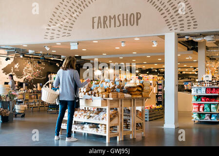 Farm shop at motorway service station, on the M5 northbound junction 12 to 11a, UK. Stock Photo