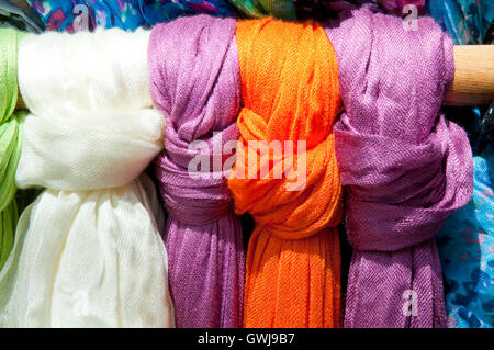 Colourful scarves. Close view. Stock Photo