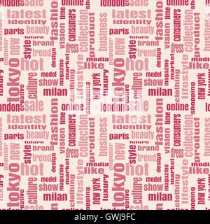 Fashion Keywords Tag Cloud. Seamless backdrop Stock Vector