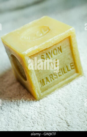 Marseille soap natural Multicolor soaps handmade with organic oil of lavender ond another flowers Stock Photo