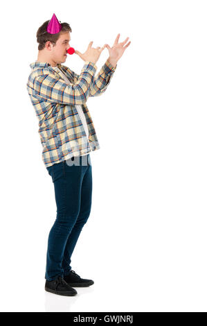 Man with clown nose Stock Photo