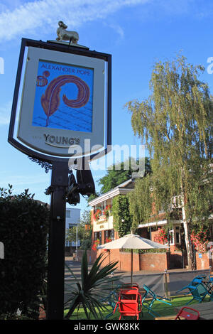 Alexander Pope Hotel (new pub sign), Cross Deep, Twickenham, Greater London, England, Great Britain, United Kingdom UK, Europe Stock Photo