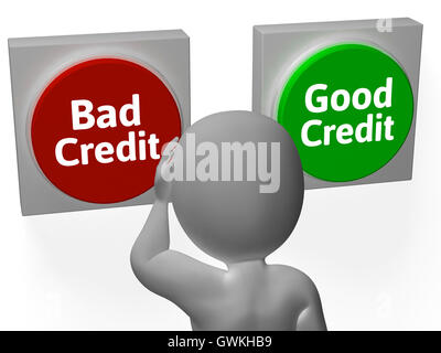 Bad Good Credit Shows Debt Or Loan Stock Photo