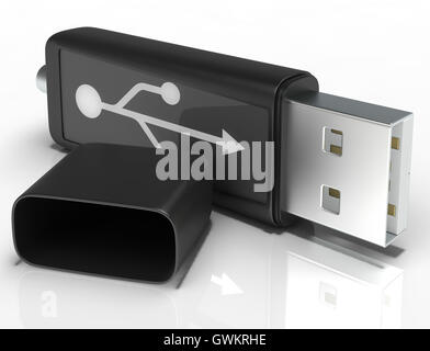 Usb Removable Flash Shows Portable Storage Or Memory Stock Photo