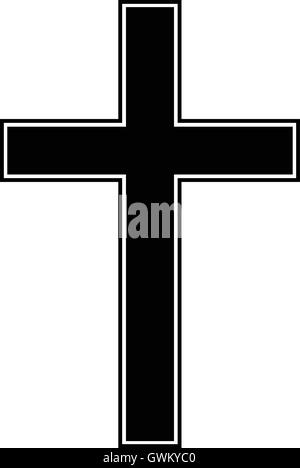 Christian cross symbol, isolated cross icon, black and white vector illustration Stock Vector