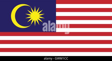 Malaysia flag, official colors and proportion, accurate vector illustration. Stock Vector