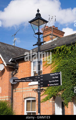 A pedestrian directional signpost in the old market town of Basingstoke Stock Photo