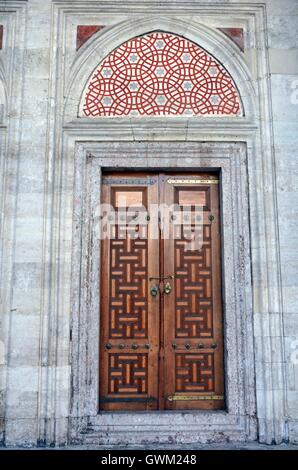 Exterior wooden door of Shehzade Mehmet mosque in Istanbul Stock Photo