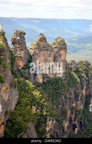 Three Sisters in the Blue Mountains of Australia. Stock Photo