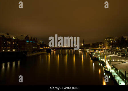 Bremen - night vision of the Weser River Stock Photo