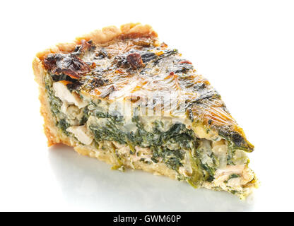 spinach quiche pie isolated on white background Stock Photo