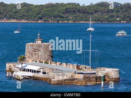 The view of historic Fort Denison on a tiny Pinchgut Island (Sydney, New South Wales). Stock Photo