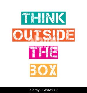 Inspirational quote."Think outside the box" Stock Vector