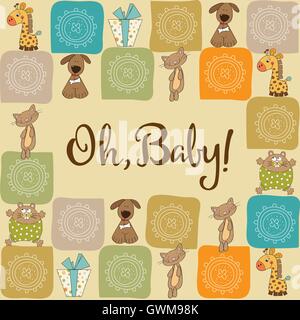 baby shower card with animals Stock Vector