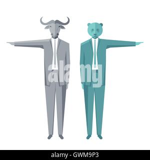 Bear and bull businessmen Stock Vector