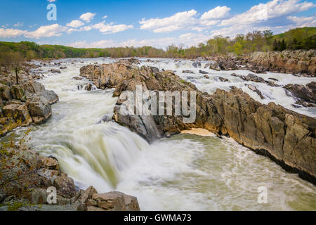 Rapids in the Potomac River at Great Falls Park, Virginia. Stock Photo