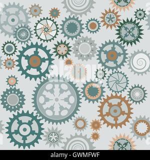 Clock's cog-wheels pattern. Color bright decorative background vector illustration EPS-8. Stock Vector