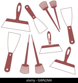 Nice picture of  colored brushes and spatulas on a white background Stock Vector