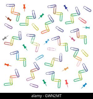 Nice picture of different colored paper clips and buttons on white background Stock Vector
