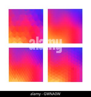 Set of colorful gradient backgrounds in abstract low poly style, ideal for social media app or web. EPS10 vector. Stock Vector