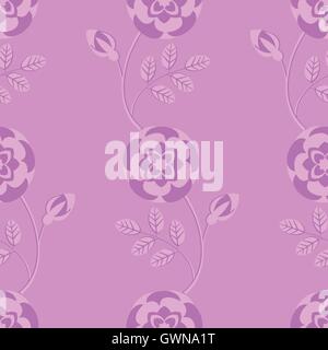 Pink roses and buds seamless pattern Stock Vector
