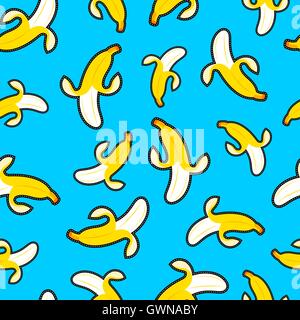Fruit seamless pattern with colorful ripe banana patch designs, healthy food illustration background. EPS10 vector. Stock Vector