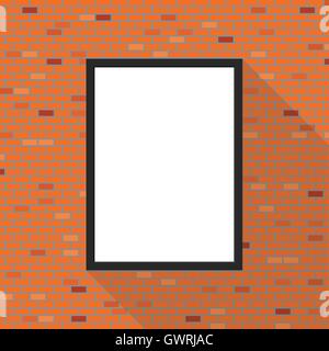 Blank picture frame on the wall, isolated object; long shadow vector illustration Stock Vector