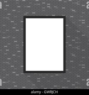 Blank picture frame on the wall, isolated object; long shadow vector illustration Stock Vector