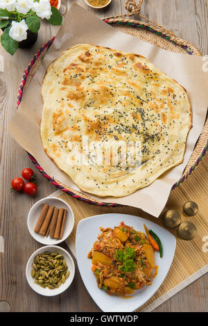 Malawah or Malawach traditional yemeni bread Stock Photo