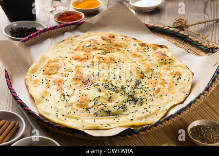 Malawah or Malawach traditional yemeni bread Stock Photo