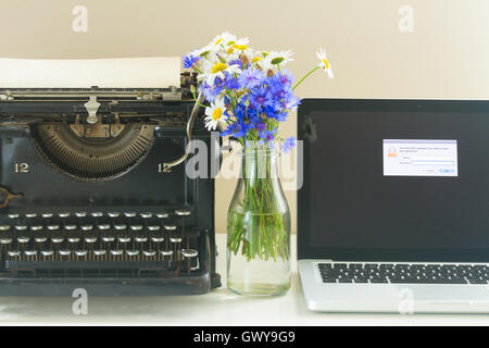 typewriter on table Stock Photo