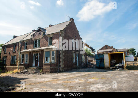 Derelict Homelands Hospital, Helmington Row, a small village near Crook in County Durham, England. Now demolished for new homes. Stock Photo