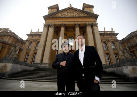 Italian artist Michelangelo Pistoletto (left) with Lord Edward Spencer-Churchill as he launches his solo exhibition at Blenheim Palace in Oxfordshire. Stock Photo