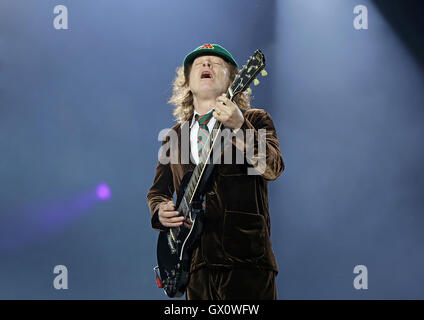 AC/DC Performing on Their 'Rock Or Bust' Tour at Manchester Etihad Stadium  Featuring: AC/DC, ACDC, Angus Young Where: Manchester, United Kingdom When: 09 Jun 2016 Stock Photo