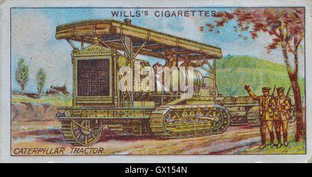 Will's cigarette card of a British caterpillar tractor Stock Photo