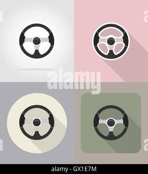 car steering wheel flat icons vector illustration isolated on background Stock Vector