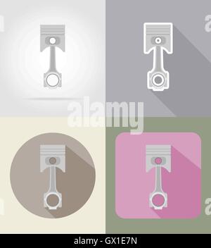 car piston flat icons vector illustration isolated on background Stock Vector