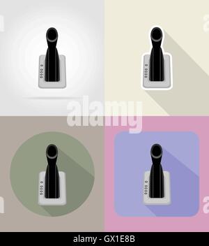 car gear lever flat icons vector illustration isolated on background Stock Vector