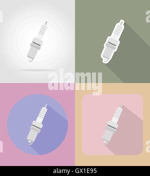 car spark flat icons vector illustration isolated on background Stock Vector